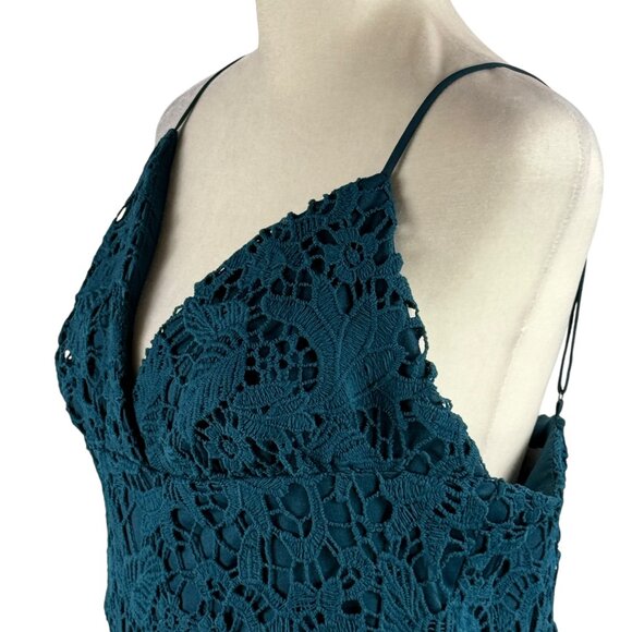 Beautiful! NWT LUSH Teal Blue Green Lace Midi Dress Size Large - Picture 14 of 16
